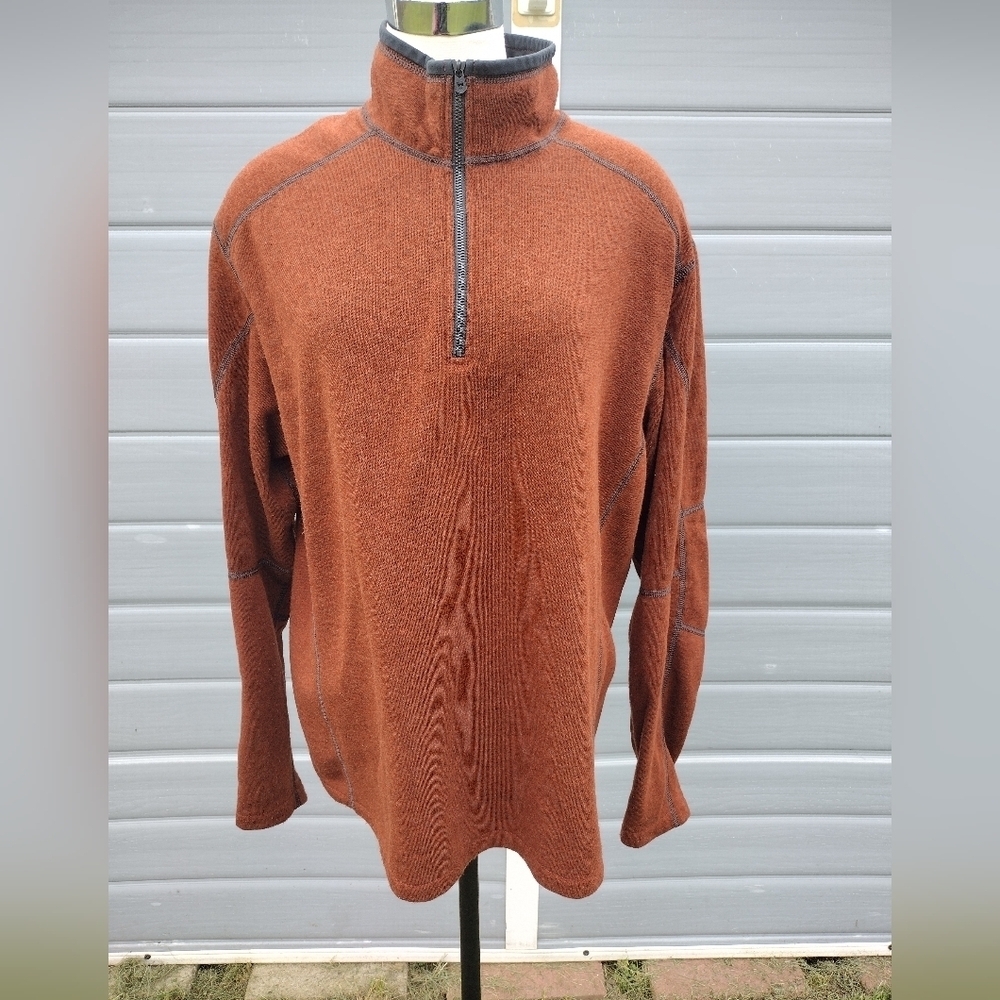 Kuhl Sweater Mens 2XL XXL Brown 1/4 Zip Revel Fleece Pullover Outdoors Hiking